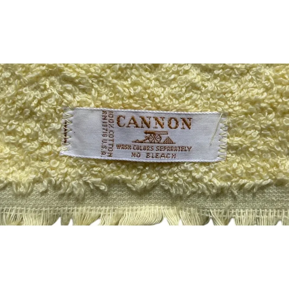 Vintage Cannon 100% Cotton Yellow Embroidered Floral‎ Towel USA Made